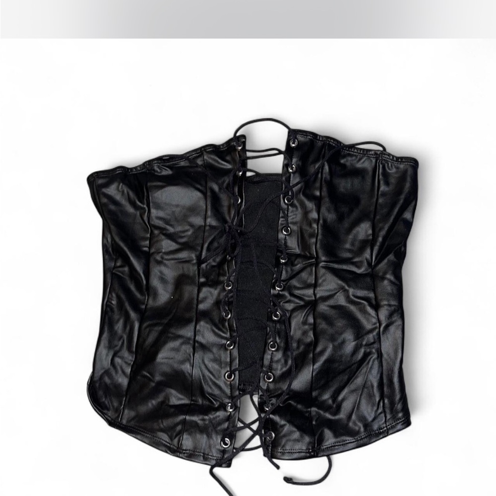 Black Lace-Up Corset Top